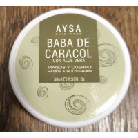 AYSA - Baba de Caracol con Aloe Vera Creme Manos y Cuerpo Feuchtigkeitscreme mit Schneckenschleim 50ml Dose produziert auf Gran Canaria