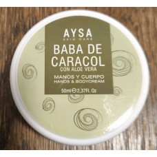 AYSA - Baba de Caracol con Aloe Vera Creme Manos y Cuerpo Feuchtigkeitscreme mit Schneckenschleim 50ml Dose produziert auf Gran Canaria