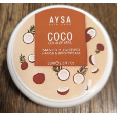 AYSA - Coco con Aloe Vera Creme Manos y Cuerpo Feuchtigkeitscreme mit Kokosnuss 50ml Dose produziert auf Gran Canaria