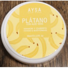 AYSA - Platano con Aloe Vera Creme Manos y Cuerpo Feuchtigkeitscreme mit Banane 50ml Dose produziert auf Gran Canaria