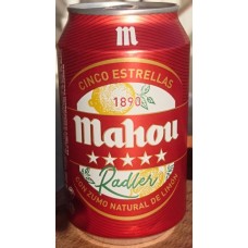 Mahou - Cinco Estrellas Radler Cerveza Bier mit Zitronenlimonade 3,2% Vol. 330ml Dose produziert auf Teneriffa