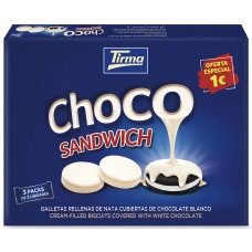 Tirma - Choco Sandwich Doppelkeks gefüllt, überzogen mit weißer Schokolade 3x 40g (120g) produziert auf Gran Canaria