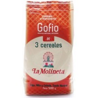 Gofio La Molineta - Gofio de 3 Cereales Millo y Cebada Tueste Normal 3-Sorten-Gofio geröstetes Mehl 500g Tüte produziert auf Teneriffa