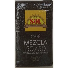 Café Sol - Mezcla molido 50% Natural / 50% Torrefacto Röstkaffee gemahlen gemischt 250g Karton produziert auf Gran Canaria