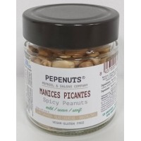 Pepeoil - Pepenuts Manices Picantes suave mild gewürzte Erdnüsse 120g Glas produziert auf Gran Canaria