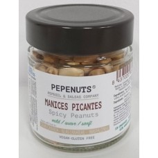 Pepeoil - Pepenuts Manices Picantes suave mild gewürzte Erdnüsse 120g Glas produziert auf Gran Canaria