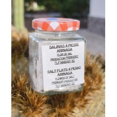 Salinas 4 Picos Arinaga - Flor de Sal 100% Sal Marina Ecologico de Canarias Bio Flocken-Meersalz 200g Glas produziert auf Gran Canaria