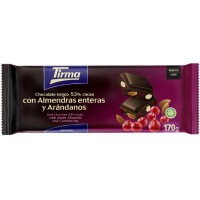 Tirma - Chocolate Negro 53% Cacao con Almendras enteras y Arandanos dunkle Tafelschokolade 170g produziert auf Gran Canaria