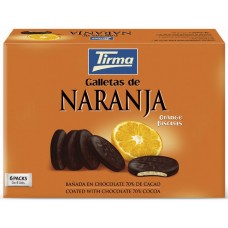 Tirma - Galletas de Naranja 70% Chocolate Negro Bitterschokolade mit Orangengeleefüllung 6x4x8,33g 200g produziert auf Gran Canaria