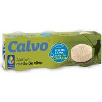Calvo - Atun en Aceite Oliva Pescado a Cana en las Islas Canarias Thunfisch in Olivenöl 3x80g Dosen produziert auf Gran Canaria