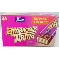 Tirma - Ambrosias Tradicional Chocolate Waffelriegel mit Schokolade 35 Stück 752g produziert auf Gran Canaria