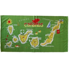 Strandtuch Handtuch Toalla 70x140cm Karte Canarias gelb Hintergrund grün