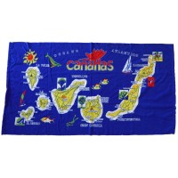 Strandtuch Handtuch Toalla 70x140cm Karte Canarias gelb Hintergrund blau