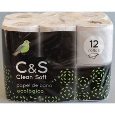 C&S - Clean Soft papel de bano ecologico Bio Recycling-Toilettenpapier zweilagig 12 Rollen produziert auf Teneriffa