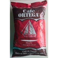 Cafe Ortega - Mezcla 50% natural & 50% torrefacto Kaffee ganze Bohnen Tüte 1kg produziert auf Gran Canaria