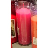 Canaryceras - Velon el Faro Forro Kerze rosa im transparenten Glas Trauerkerze groß produziert auf Teneriffa