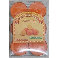 Canaryceras - Vela Perumada Anti-Tabaco Naranja 6 Duft-Teelichte Kerzen Orange produziert auf Teneriffa