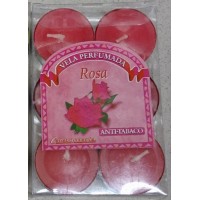 Canaryceras - Vela Perumada Anti-Tabaco Rosa 6 Duft-Teelichte Kerzen Rosenduft produziert auf Teneriffa