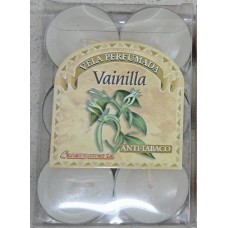 Canaryceras - Vela Perumada Anti-Tabaco Vainilla 6 Duft-Teelichte Kerzen Vanille Weiss produziert auf Teneriffa