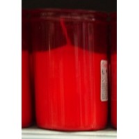 Canaryceras - Velon el Faro Forro Kerze im rot-transparenten Glas Trauerkerze mittel produziert auf Teneriffa