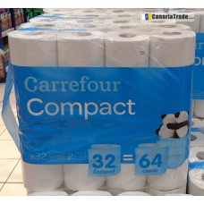 Carrefour - Compact Papel Higienico 32 Rollos 2 Capas Toilettenpapier Maxi-Rollen zweilagig produziert auf Teneriffa