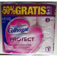 Colhogar - Protect 9 Rollen super saugstark Toilettenpapier dreilagig produziert auf Gran Canaria