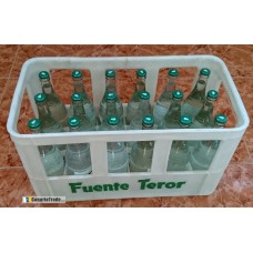 Fuenteror - Agua con gas Mineralwasser mit Kohlensäure Kasten 750ml x18 Glasflaschen Kronkorken Kasten produziert auf Gran Canaria