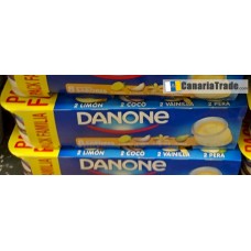 Danone - Yogur 8 Sabores Joghurt gemischt Limon, Coco, Vainilla, Pera 8x120g Family Pack gelb produziert auf Teneriffa (Kühlware)
