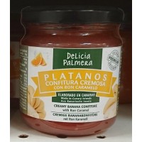 Delicia Palmera - Platanos Confitura Cremosa con Ron Caramelo Bananen-Karamell-Rum-Konfitüre 212g Glas produziert auf La Palma