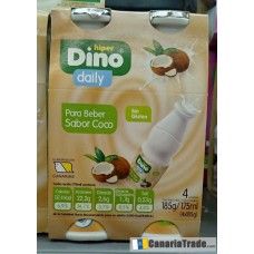 Dino daily - Para Beber Sabor Coco Joghurtdrink 4x185ml Pack (Kühlware) produziert auf Gran Canaria