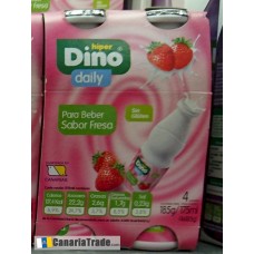 Dino daily - Para Beber Sabor Fresa Erdbeer Joghurtdrink 4x185ml Pack (Kühlware) produziert auf Gran Canaria