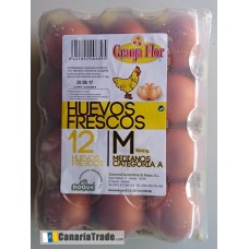 Granja Flor - Huevos Frescos Hühnereier M 12 Stück produziert auf Gran Canaria