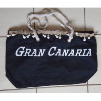 Dulcinea Heredia Strandtasche Gran Canaria schwarz mit weißem Aufdruck 50x15x35cm HX22007-60 Polyester
