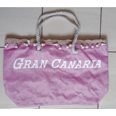 Dulcinea Heredia Strandtasche Gran Canaria rosa mit weißem Aufdruck 50x15x35cm HX22007-60 Polyester - Lagerware Gran Canaria