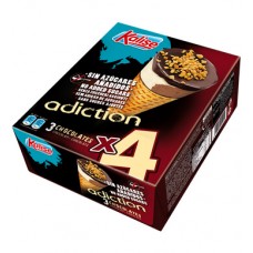 Kalise - Adiction 3 Chocolates Eis zuckerfrei 4 Stück 260g produziert auf Gran Canaria (Tiefkühl)