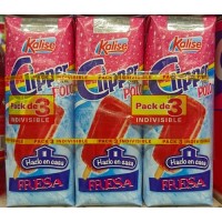 Kalise - Clipper Polo Fresa Erdbeerlimonaden-Eis zum selber einfrieren 3x 250ml Tetrapack produziert auf Gran Canaria