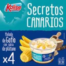 Kalise - Secretos Canarios Helado Gofio con salsa de Platano Eis 4er Pack produziert auf Gran Canaria (Tiefkühl)