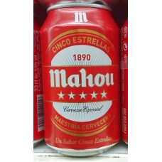Mahou - Cinco Estrellas Cerveza Bier 5,5% Vol. 330ml Dose produziert auf Teneriffa
