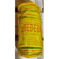 Mederos's - Turron Especial Almendras Nougat mit Mandeln rund einzelverpackt 225g Rolle (gelb) produziert auf Gran Canaria