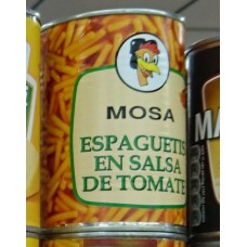 Mosa - Espaguetis en Salsa de Tomate Spaghetti in Tomaten Sauce Konserve 250g netto 425ml brutto produziert auf Gran Canaria