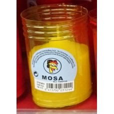 Mosa - Kerze weiss im gelben Glas klein 100x57mm von Gran Canaria