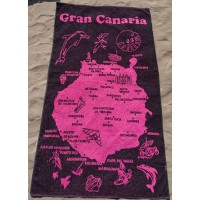 Strandtuch Handtuch Toalla 100x170cm Baumwolle Gran Canaria Karte schwarz Pink Baumwolle