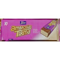 Tirma - Ambrosias Tradicional Chocolate Waffelriegel mit Schokoladenüberzug 10 Stück 215g produziert auf Gran Canaria